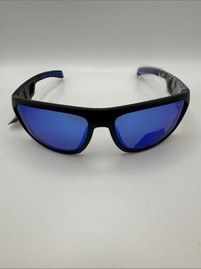 Sport Wrap Sunglasses with Blue Mirror Lenses